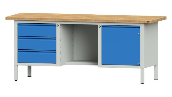 ANKE werkbanken kistwerkbank, model 355 E, 2000 x 700 x 840 mm, RAL 7035/5012, BMP 40 mm, 510.408