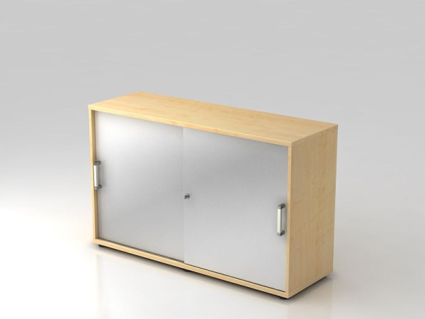 Hammerbacher schuifdeurkast 2OH 120cm chroomgreep esdoorn/zilver, 120x40x74,8 cm (BxDxH), V1752S/3/S/CE