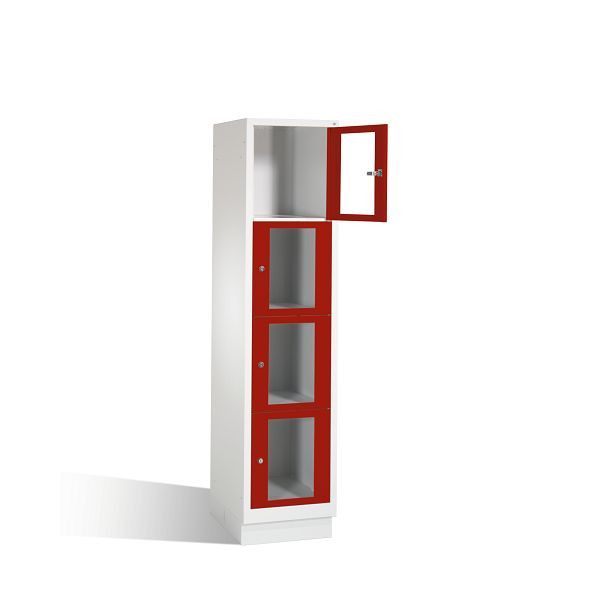 C+P lockerkast Classic, H1800xB420xD500mm, kleur: lichtgrijs/robijnrood, 8020A124 S10001
