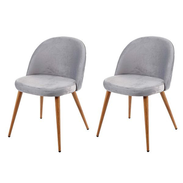 Mendler Set van 2 eetkamerstoelen HWC-D53, stoel keukenstoel retro jaren 50 design, fluweel, lichtgrijs, 63097