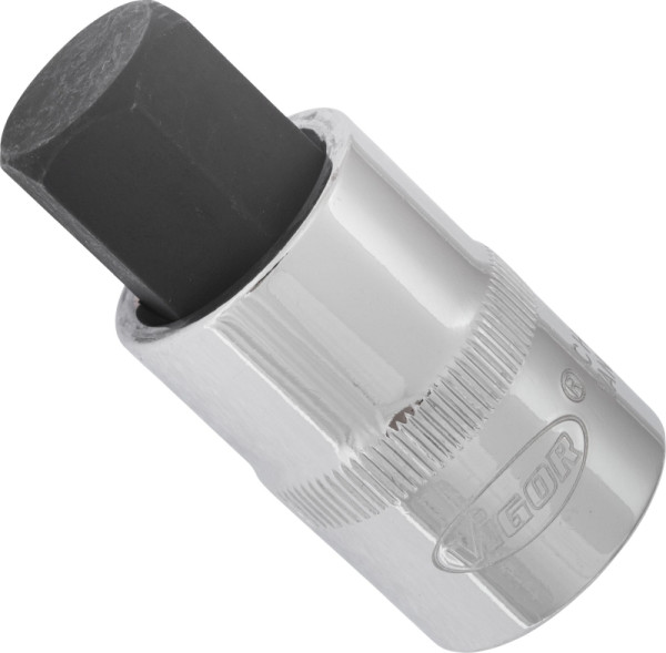 VIGOR binnenzeskantschroevendraaierbit, hol vierkant 12,5 mm (1/2 inch), binnenzeskantprofiel, 17 mm, lengte: 55 mm, V2069