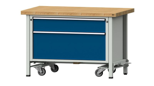 ANKE werkbanken kistwerkbank, model 15 VX, 1270 x 800 x 850 mm, RAL 7035/5010, BMP 50 mm, met neerlaatbare aandrijfinrichting, 340.071
