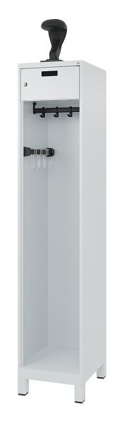 C+P brandweerkast Evolo, model PRAKTUS, 1 compartiment, H1850B400T500 mm, lichtgrijs, voeten, 0492015-12 S10006