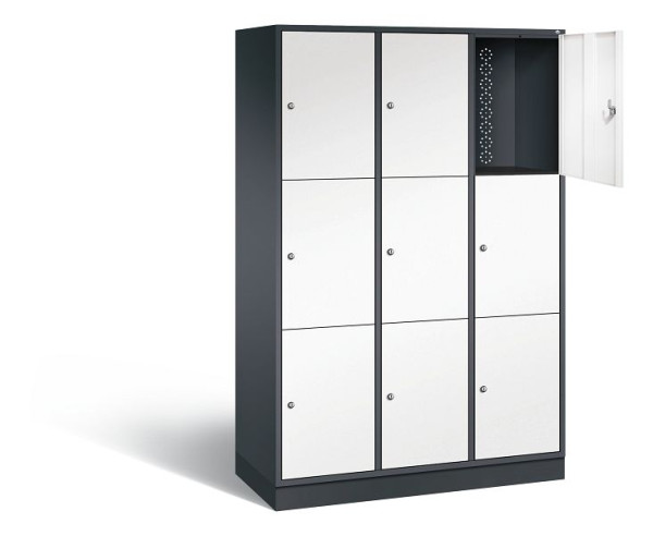 C+P XL lockerkast Intro, H1950xB1220xD490mm, kleur: zwartgrijs / verkeerswit, 8370-302 S10122