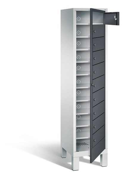 C+P wasverzamelkast Evolo, H1850xW420xD500mm, kleur: lichtgrijs / zwartgrijs, 48060-110 S10040
