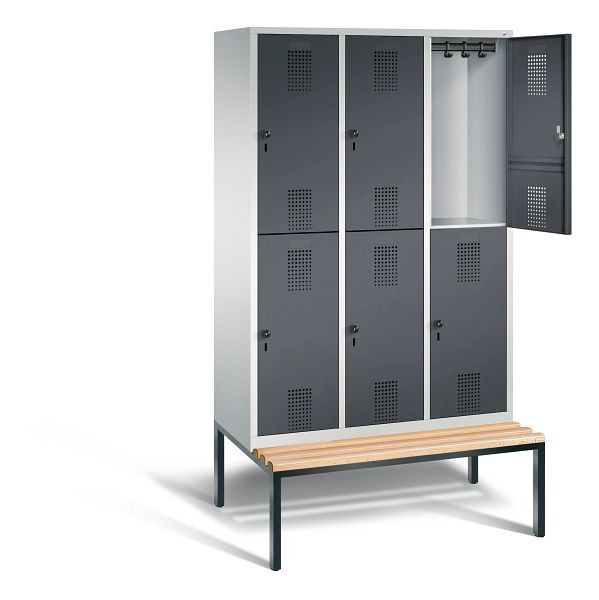 C+P locker dubbeldekker Evolo, H2090xB1200xD815mm, kleur: lichtgrijs/zwartgrijs, 48350-32 S10191