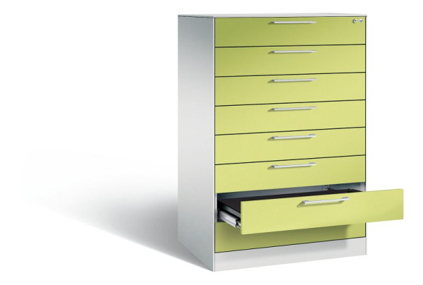 C+P archiefkast Asisto, H1310xB800xD600mm, kleur: lichtgrijs / virid groen, beugelgreep, 146223-824 S10048