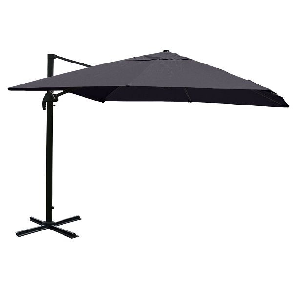 Mendler gastronomie verkeerslichtparaplu HWC-A96, 3x3m (Ø4,24m) polyester aluminium/staal 23kg, antraciet zonder standaard, 138987