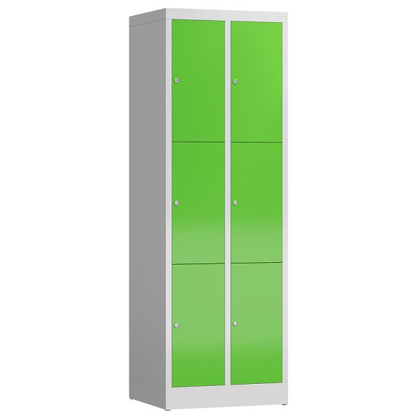 Lüllmann ClassiX lockerkast, 2 compartimenten met elk 3 compartimenten, 1800 x 590 x 500 mm, lichtgrijs/geelgroen, X-520325