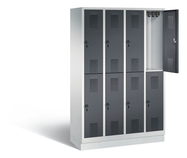 C+P locker dubbeldekker Evolo, H1800xB1190xD500mm, kleur: lichtgrijs/zwartgrijs, 48320-40 S10341