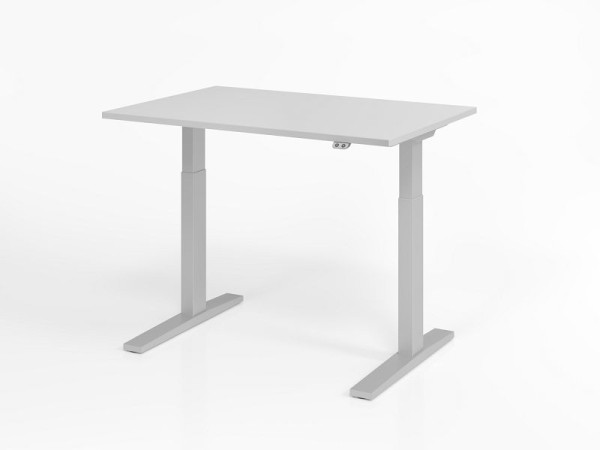 Hammerbacher bureau XMKA12, 120 x 80 cm, blad: grijs, 25 mm dik, ABS dikke rand, rechthoekige vorm, VXMKA12/5/S