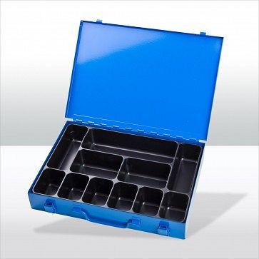 ADB gereedschapskofferset met 11 vakken, buitenafmetingen koffer LxBxH: 33,5x24x5 cm, kleur: blauw, RAL 5015, 88603