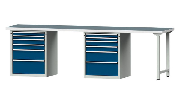 ANKE werkbanken combinatie werkbank, model 916 V, 2800 x 700 x 840 mm, RAL 7035/5010, UBP 40 mm, 415.152