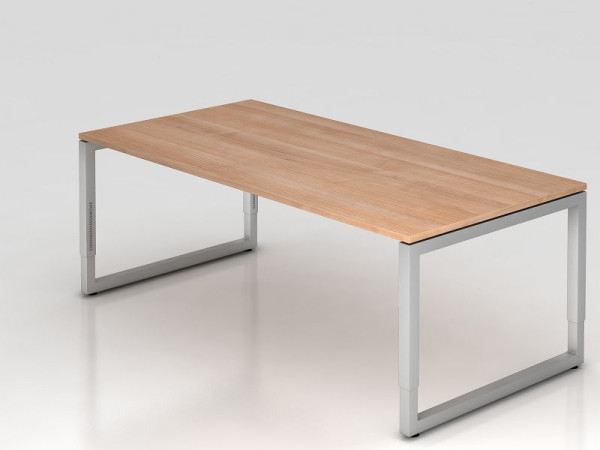 Hammerbacher bureau O-voet vierkant 200x100cm walnoot, rechthoekige vorm met zwevend tafelblad, VRS2E/N/S
