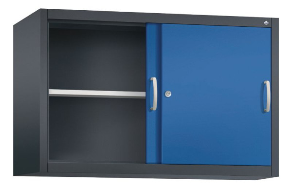 C+P bovenkast Acurado, H790xB1200xD400mm, kleur: zwartgrijs / gentiaanblauw, beugelgreep, 2 niveaus, 2045-00 S10166
