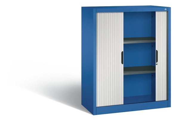 C+P dressoir met rolluik Omnispace, H1230xB1000xD420mm, kleur: gentiaanblauw/lichtgrijs, verzonken greep, 3 niveaus, 3232-00 S10173