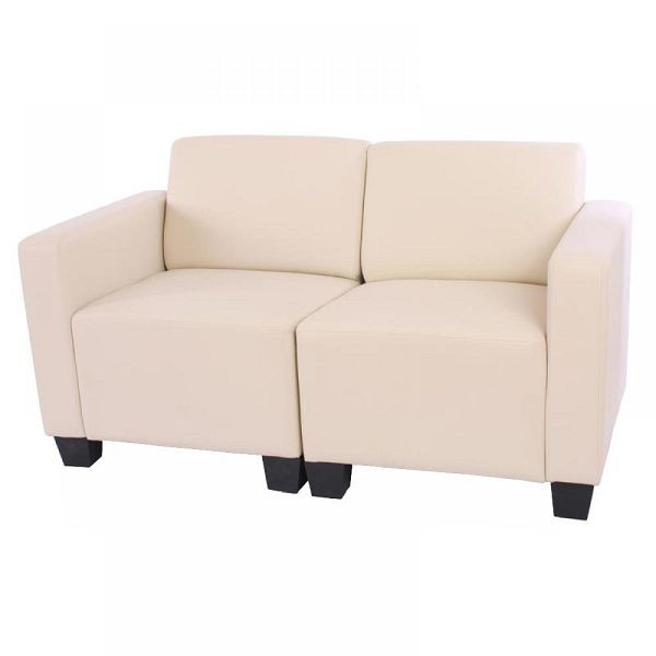 Mendler Modular 2-zitsbank Couch Lyon, imitatieleer, creme, 21694+21697