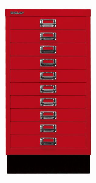 Bisley MultiDrawer™, 29-serie met onderstel, DIN A3, 10 laden, kardinaalrood, L29A310S670