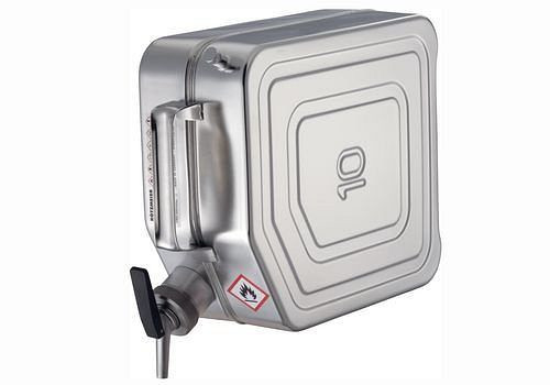 DENIOS RVS jerrycan met kraan en ontluchting, 10 liter inhoud, 117-331