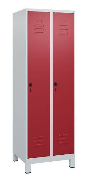 C+P Umkleidespind Classic PLUS, Füße, 2 Abteile, 1800x600x500mm, 7035/3003, Drehriegel, 0800107-20 S10001