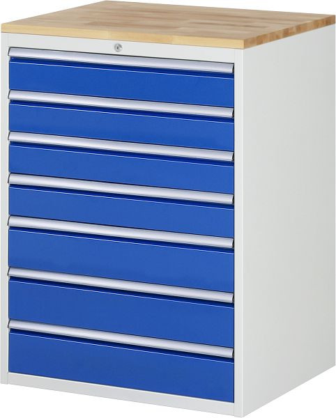 RAU ladekast serie 7000, B770 x D650 x H1035mm, massief beukenhouten werkblad, laden: 4xH120, 3xH150 mm, 13-XL7.10A-B.11