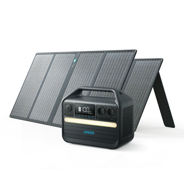 Anker 555 Solargenerator (Anker 555 PowerHouse, Powerstation, 1024Wh, 1000W mit 2× 100W Solarpanel), BUNDLE-A1760311-1-A2431031-2