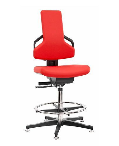 Dauphin Premium werkstoel, bekleding stof rood, vloerglijders, voetring, 266-923
