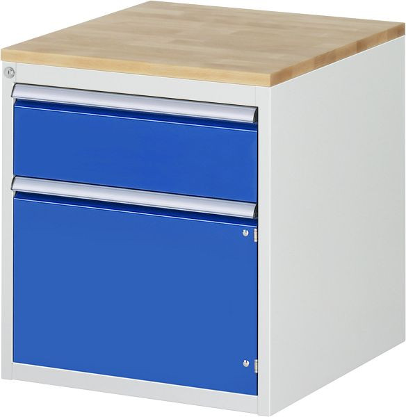 RAU ladekast serie 7000, B580xD650xH645mm, lade: 1xH180mm, 1 x draaideur afmeting L 1xH360mm, massief beukenhouten blad, 03-L3.4AR-B.11