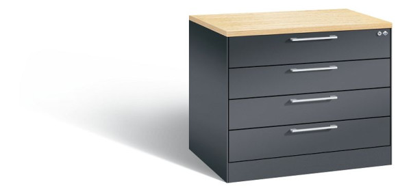 C+P archiefkast Asisto, H710xB800xD600mm, kleur: zwart-grijs, beugelgreep, 146273-424 S10028