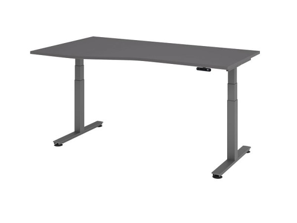 Hammerbacher elektrisch zit-sta bureau 180x100/80cm grafiet, freeform, links of rechts te monteren, VXDSM18/G/G