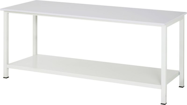 RAU werktafel serie 900, B2000xD800xH825mm, EGB werkblad melaminehars gecoat, dikte 28mm, met plank onder, 650mm diep, 03-900-6-ME28-20.12