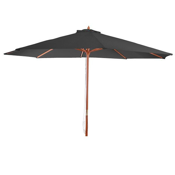 Mendler Florida parasol, tuinparasol marktparasol, Ø 3,5m polyester/hout 7kg, antraciet, 65358