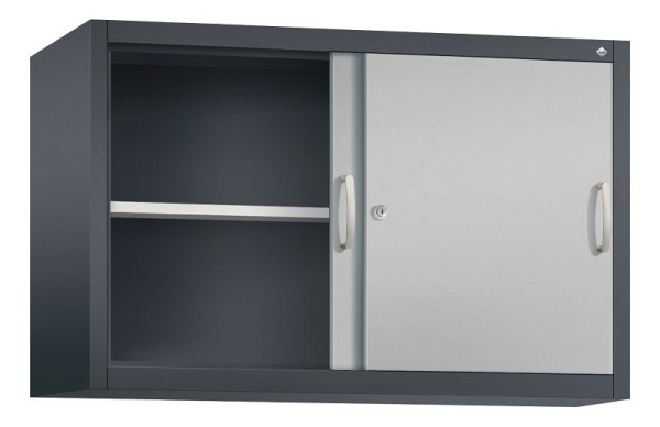 C+P bovenkast Acurado, H790xB1200xD400mm, kleur: zwart grijs/wit aluminium, beugelgreep, 2 niveaus, 2045-00 S10085