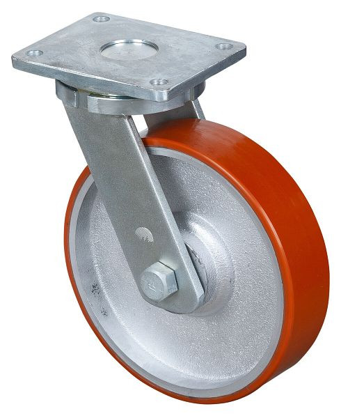 BS Rollen Zwaarlastwiel, wielbreedte 75 mm, wiel-Ø 300 mm, draagvermogen 2000 kg, gegoten polyurethaan 95 Shore A, gegoten wiellichaam, kogellagers, RR100.C10.301