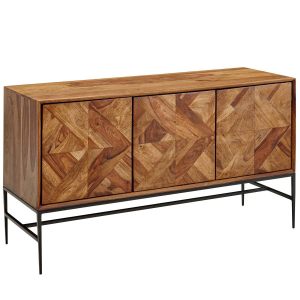 Wohnling dressoir 123x70x45 cm sheesham massief hout / metalen dressoir met deuren, industriële ladekast, ladekast, modern hout, WL6.559