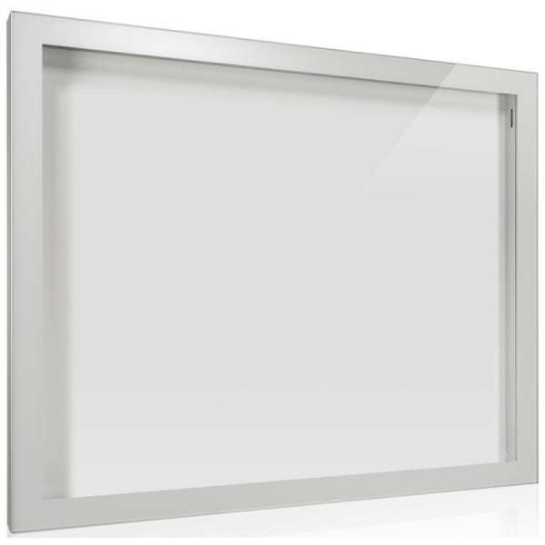 Stone HGS vitrine -Infomedia CL- met veiligheidsslot, scriptplaat, wit, zilver geanodiseerd, 250mm/230mm, passepartout gelakt in RAL 7035, afmetingen (B x H): 1650 x 1240 mm, 21136-01031
