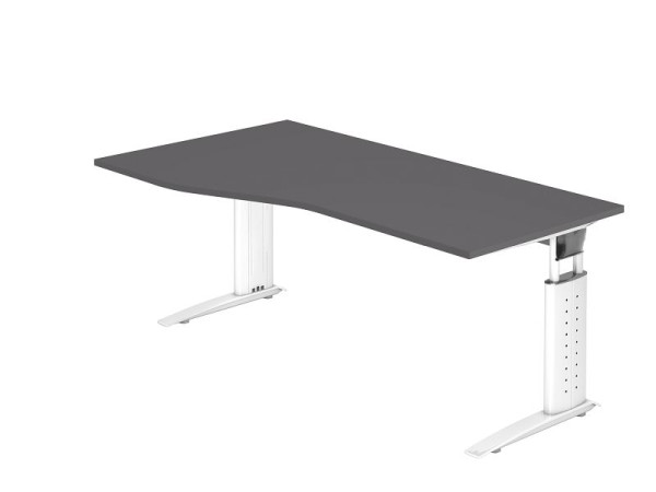 Hammerbacher bureau C-poot 180x100/80cm grafiet/wit, werkhoogte 68-86 cm verstelbaar, VUS18/G/W