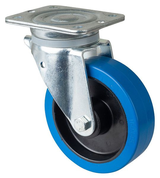BS Rollen zwaarlastwiel, wielbreedte 42 mm, wiel-Ø 160 mm, draagvermogen 300 kg, blauwe elastische banden, kunststof wiellichaam, rollager, N100.B61.160