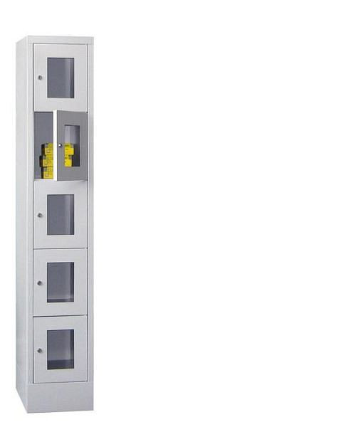 Pavoy Schließfachschrank mit Sockel 1850/500/300, 1b x 5h, Zylinderschloss, Abteilbreite 300, Sichtfenster, 61213-153-091-910