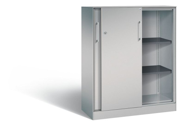 C+P schuifdeurkast Asisto, H1310xB1000xD435mm, kleur: wit aluminium, beugelgreep, 3 niveaus, 142032-000 S10146