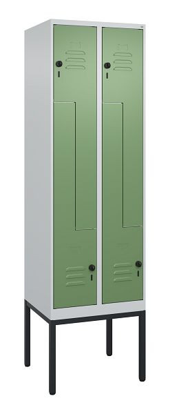 C+P Z-Spind Classic PLUS, Gestell, 4 Abteile, 2120x600x500mm, 7035/6011, Drehriegel, 0800337-204 S10006