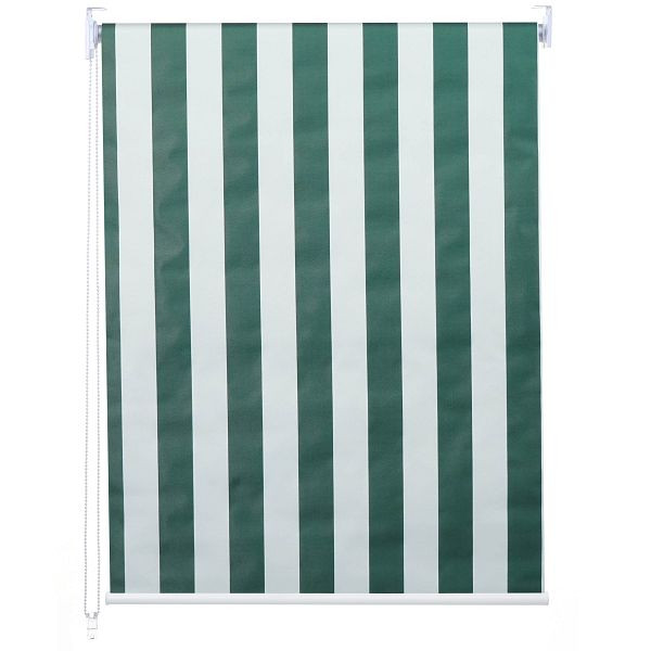 Mendler rolgordijn HWC-D52, raamrolgordijn, zijtrekrolgordijn, 90x230cm zonwering verduisterend dekkend, groen/wit, 63438
