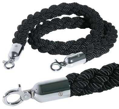 Afbakeningstouw Contacto, zwart 150 cm met verchroomd oog, 1604/751