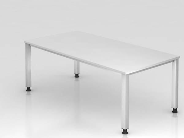 Hammerbacher bureau 4-poots vierkant 200x100cm wit, rechthoekige vorm, VQS2E/W/S
