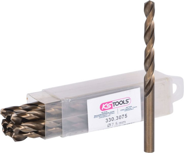KS Tools HSS-G Co 5 spiraalboor, 7,5 mm, 10 stuks, 330.3075