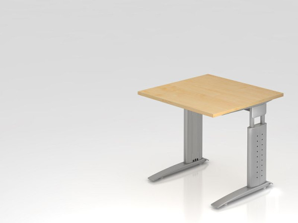 Hammerbacher bureau C-poot 80x80cm esdoorn/zilver, werkhoogte 68-86 cm, zonder gereedschap verstelbaar, VUS08/3/S