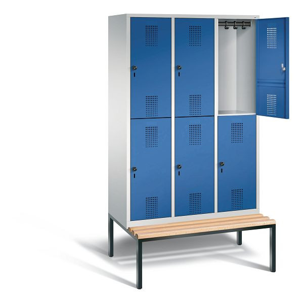 C+P locker dubbeldekker Evolo, H2090xB1200xD815mm, kleur: lichtgrijs / gentiaanblauw, 48350-32 S10047