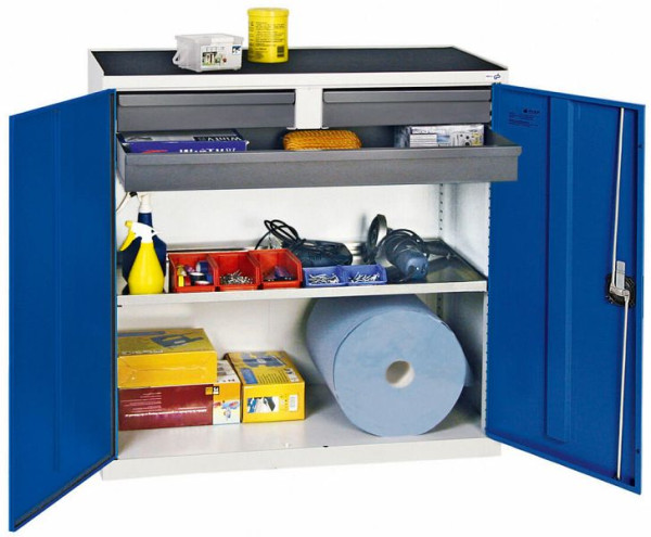 stumpf gereedschaps- en materiaalkast serie 3000, 7035/5010, 2 laden 100 mm, 1 lade 100 mm doorlopend, 1 bakbodem, 3007374