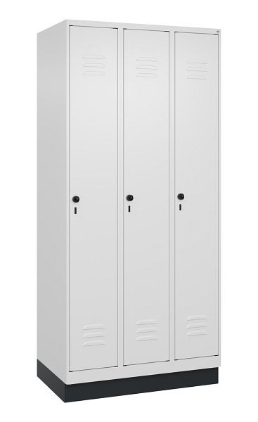 C+P Umkleidespind Classic PLUS, Sockel, 3 Abteile, 1950x900x500mm, 9016/9016, Drehriegel, 080020-30 S10014