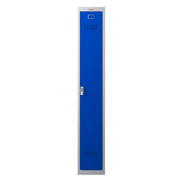 Phoenix PL Series 1 Post 1 Door Staff Locker, grijze behuizing/blauwe deur met elektronisch slot, PL1130GBE